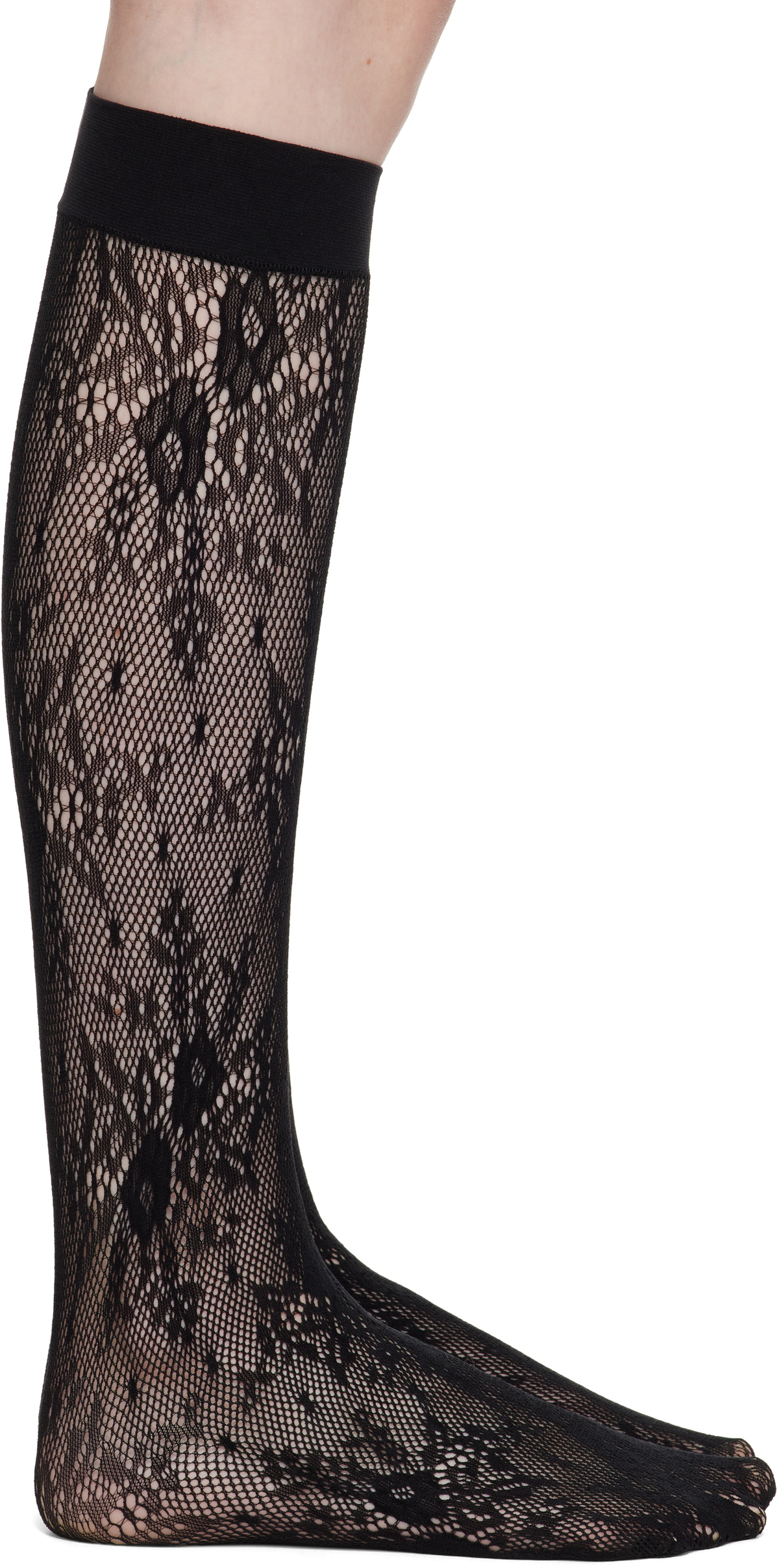 Swedish Stockings Black Rosa Lace Knee-High Socks