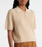 Vince Ribbed-knit silk and cotton polo shirt