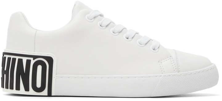 Photo: Moschino White Logo Heel Low Sneakers