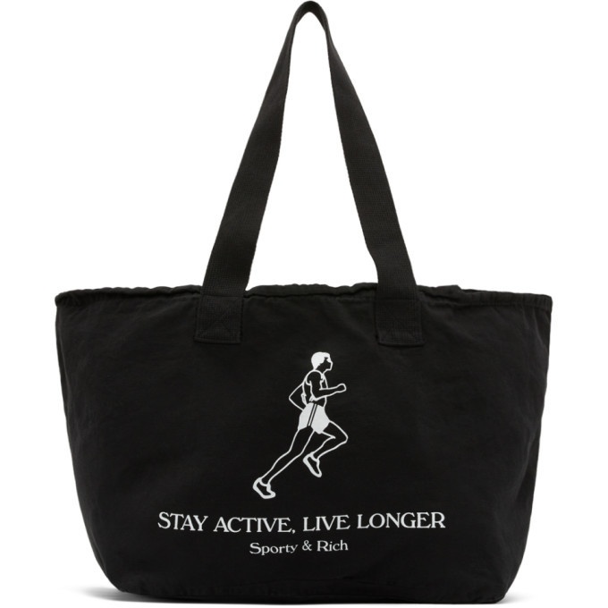 Sporty and Rich Black Live Longer Tote Bag Sporty & Rich