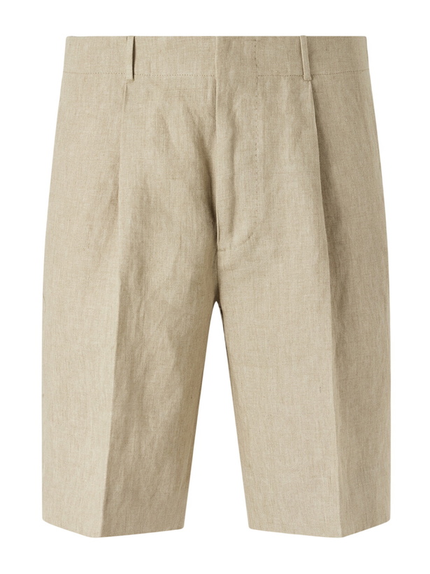 Photo: Slowear - Straight-Leg Pleated Linen Shorts - Neutrals
