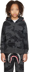 BAPE Kids Gray Layered Line Camo Shark Hoodie