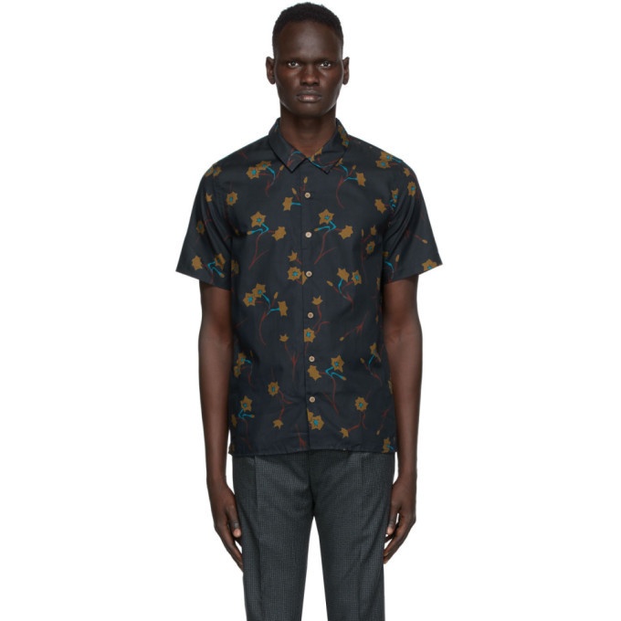 Photo: PS by Paul Smith Navy Floral Casual Short Sleeve Shirt