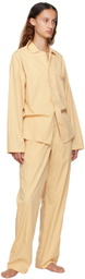 Tekla Beige Long Sleeve Pyjama Shirt