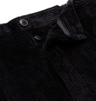 AMI - Cropped Tapered Cotton-Corduroy Trousers - Black