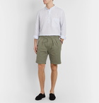 Rubinacci - Manny Garment-Dyed Pleated Cotton-Twill Shorts - Green