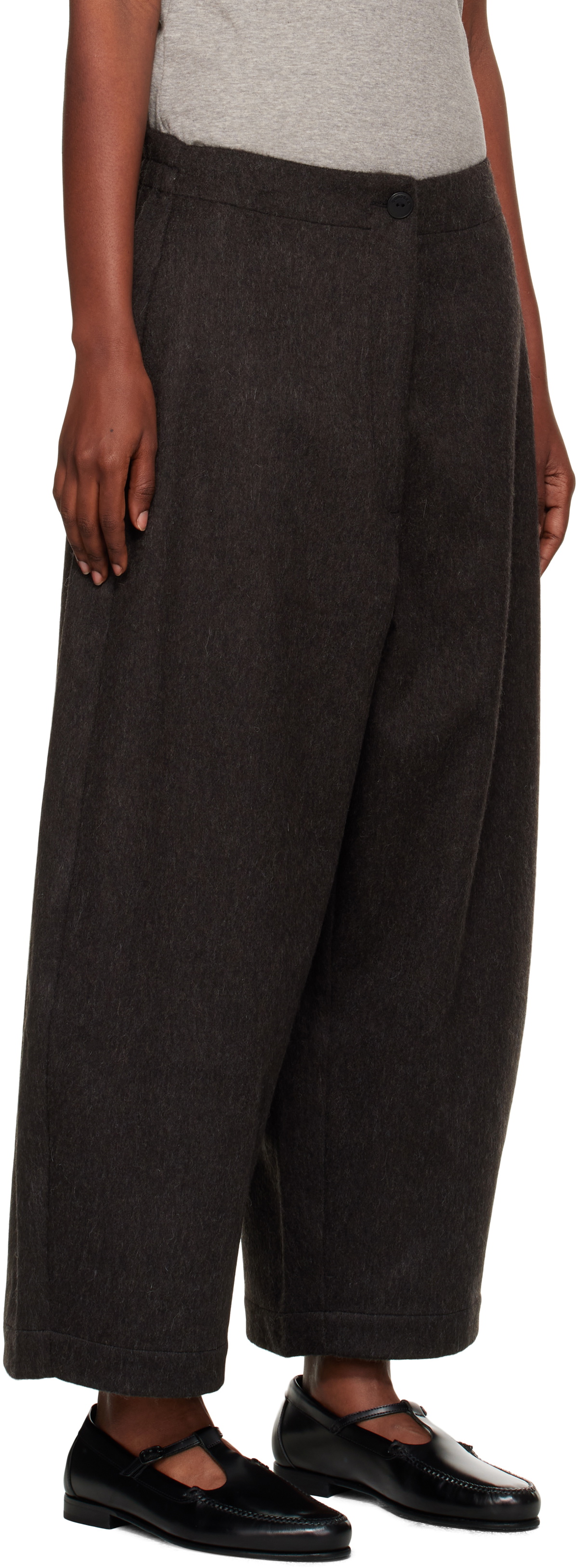 Cordera Brown Wool Curved Trousers