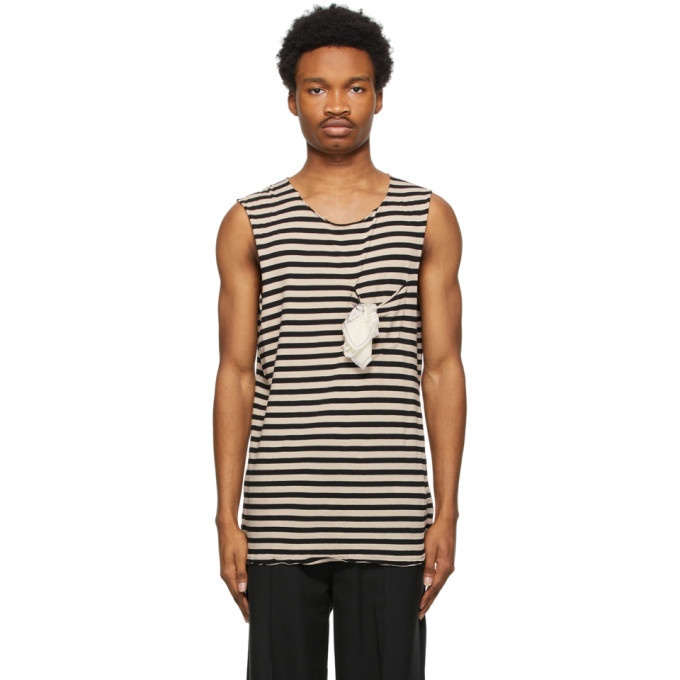 Photo: BED J.W. FORD Black and Beige Striped Pocket Tank Top