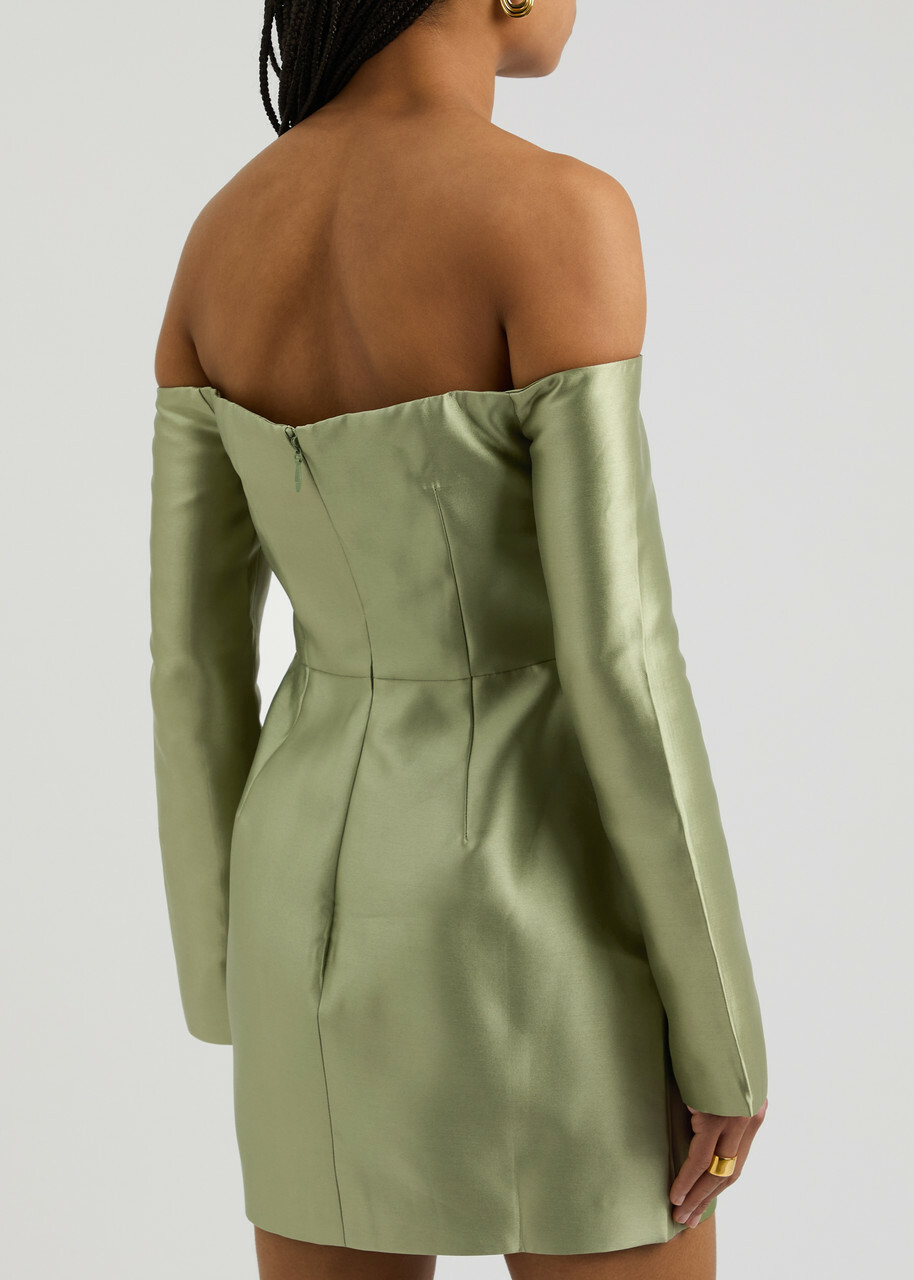 Odd Muse Ultimate Muse Off-the-shoulder Mini Dress Olive Odd Muse