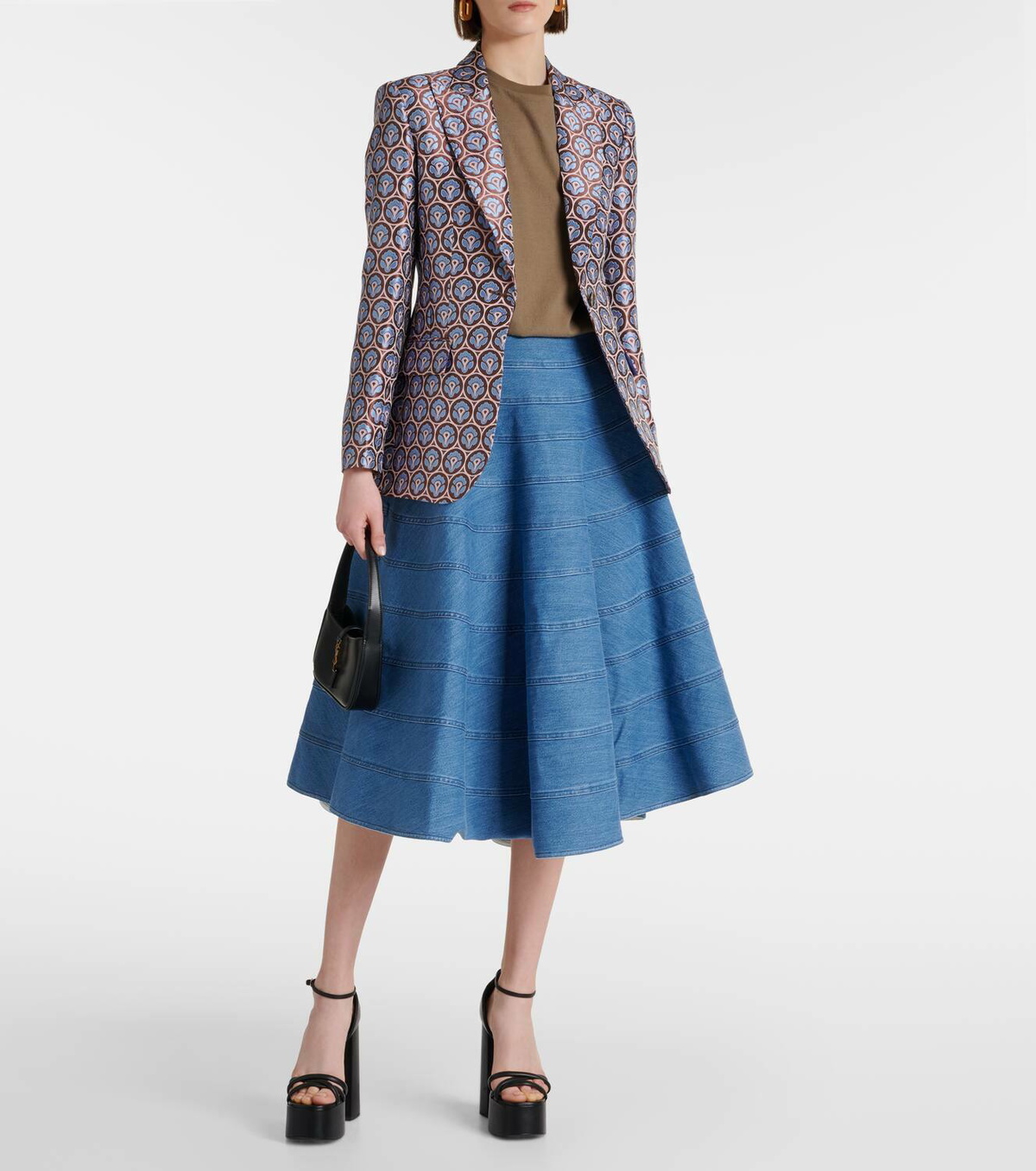Altuzarra Grace paneled denim midi skirt