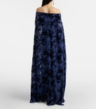 Rodarte Caped off-shoulder jacquard maxi dress
