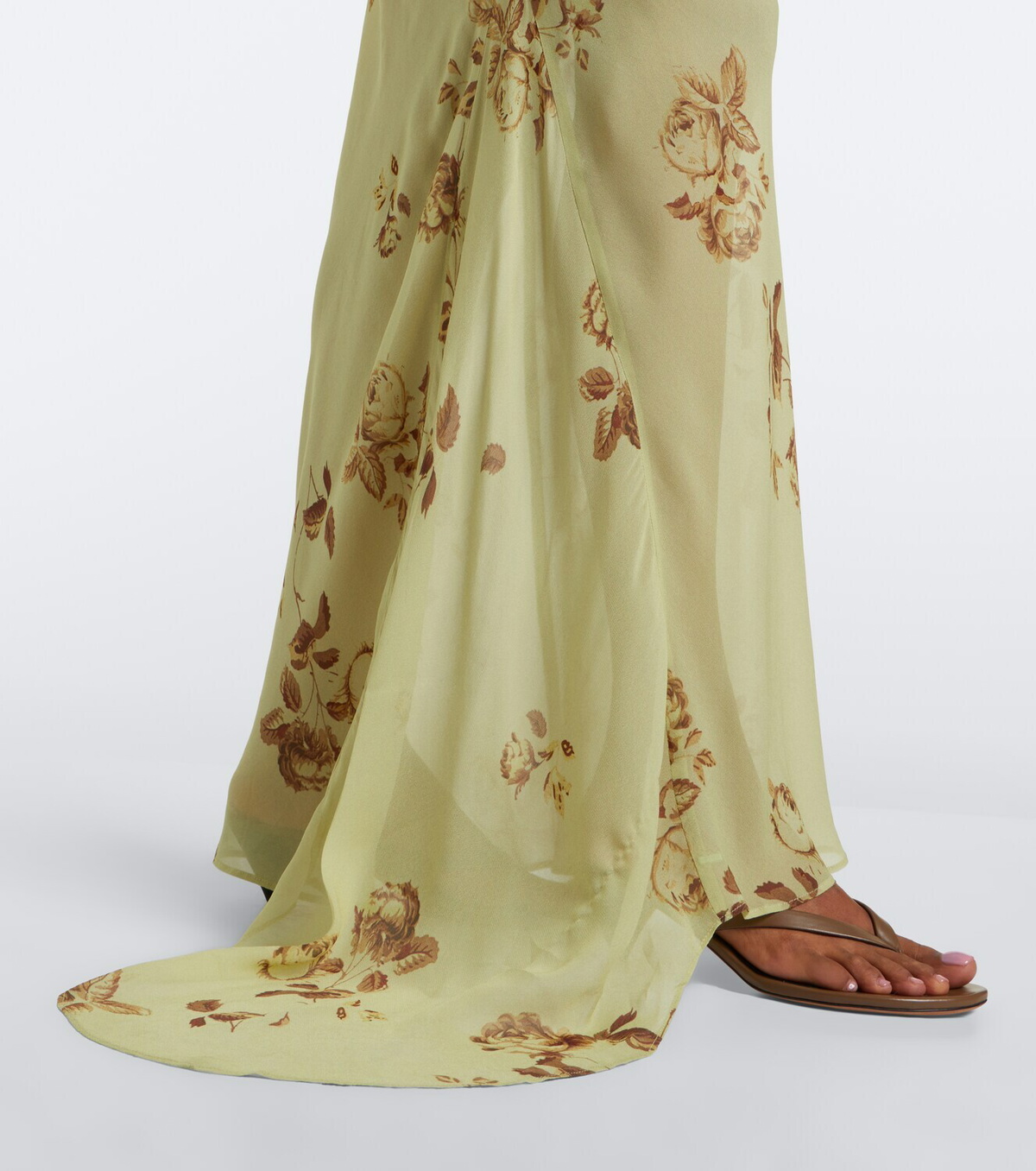 De La Vali Diosa floral georgette maxi skirt