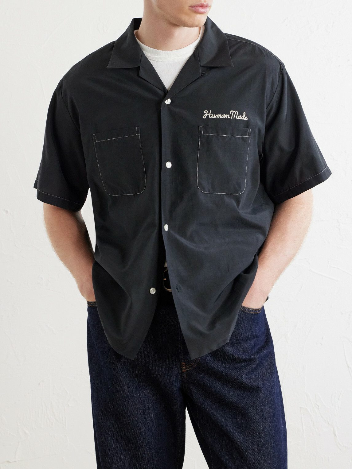 Human Made - Souvenir Logo-Embroidered Poplin Shirt - Black