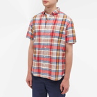 Beams Plus Men's BD Short Sleeve Madras Shirt in Pink