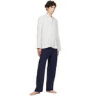 Tekla Off-White & Blue Poplin Long-Sleeved Pyjama Shirt