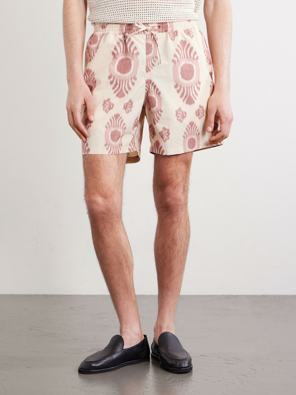 A Kind Of Guise - Volta Straight-Leg Cotton-Blend Jacquard Drawstring Shorts - Pink