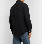 Polo Ralph Lauren - Slim-Fit Button-Down Collar Logo-Embroidered Cotton-Flannel Shirt - Black