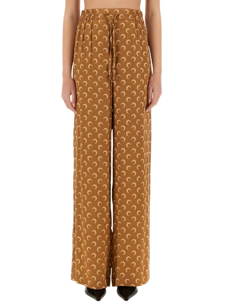 パンツ Marine Serre Viscose Blend Lunar-Pointelle Culotte Pant Marine Serre Black Viscose Blend Lunar-pointelle Culotte