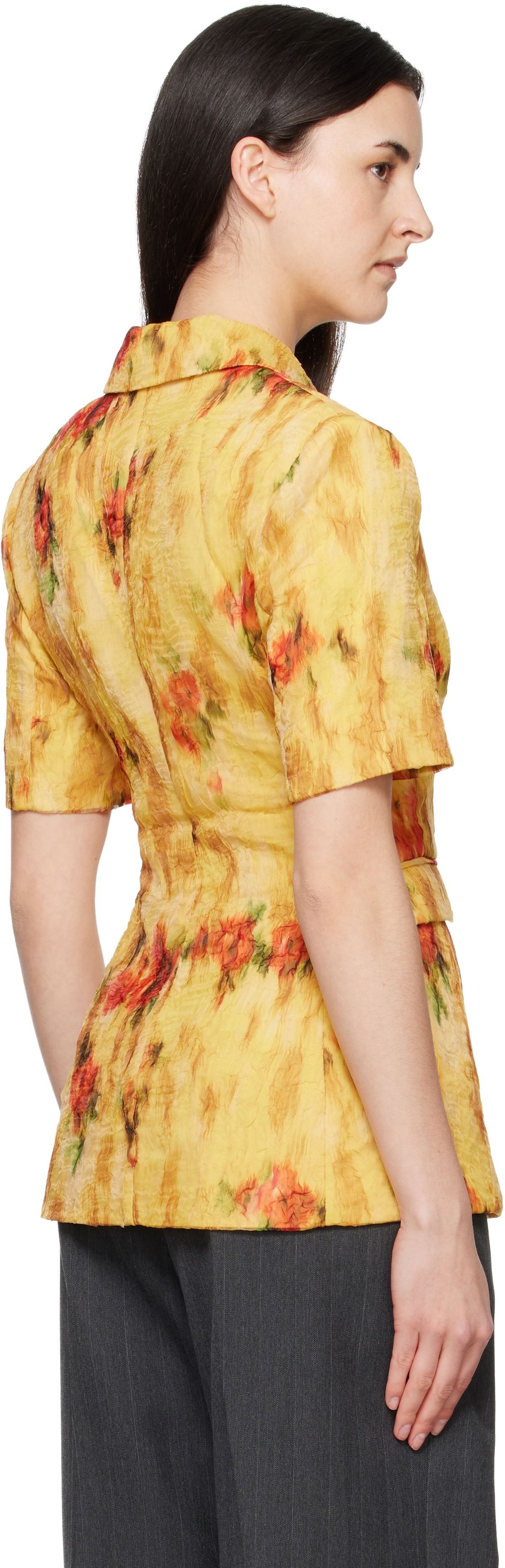 GANNI Yellow Shibori Organza Blazer