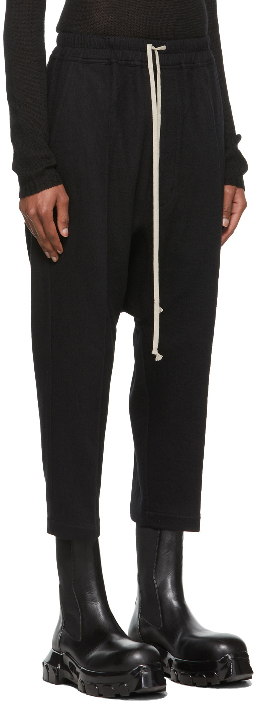 Rick Owens Black Wool Drawstring Cropped Trousers Rick Owens