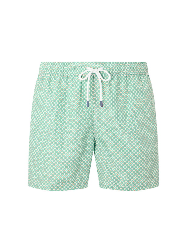 Photo: FEDELI - Madeira Straight-Leg Mid-Length Printed Swim Shorts - Green