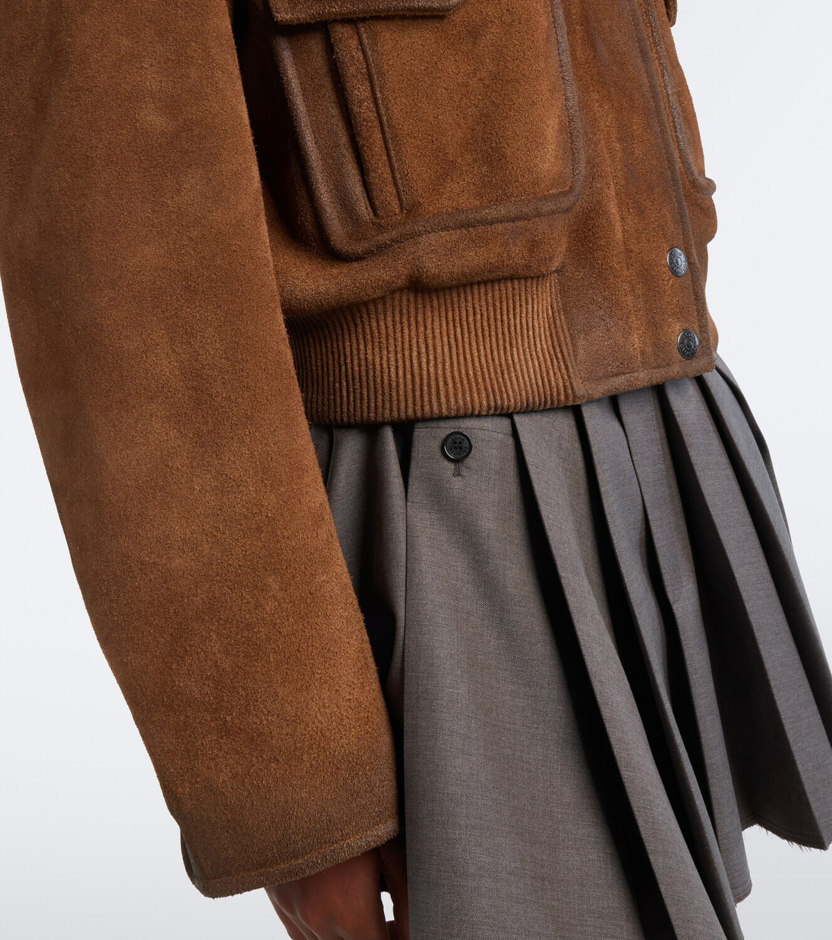Acne Studios Shearling-trimmed suede blouson jacket