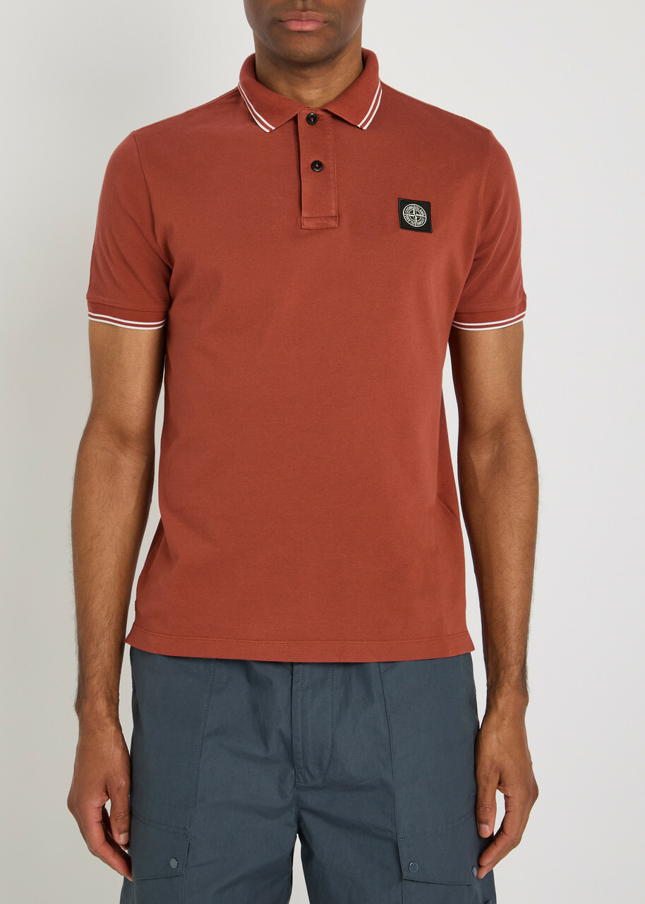 Stone Island Piqué Cotton Polo Shirt Red