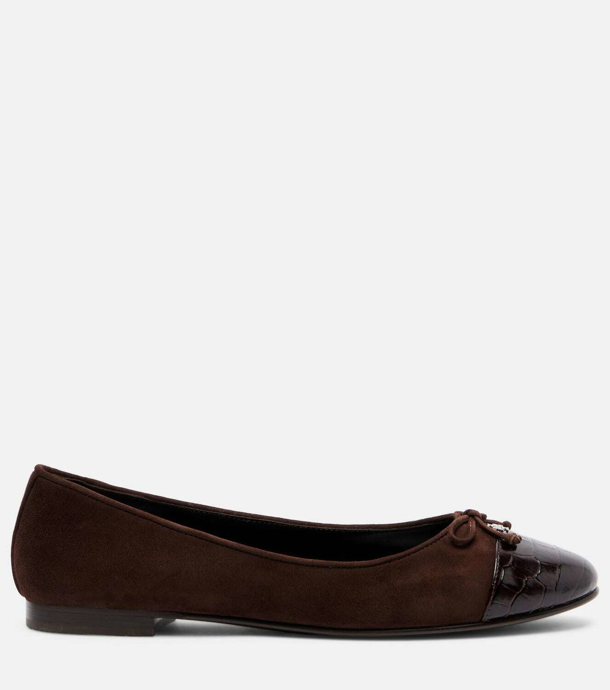 Tory Burch Cap Toe croc-effect suede ballet flats