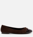 Tory Burch Cap Toe croc-effect suede ballet flats