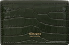 TOM FORD Green Printed Croc Card Holder