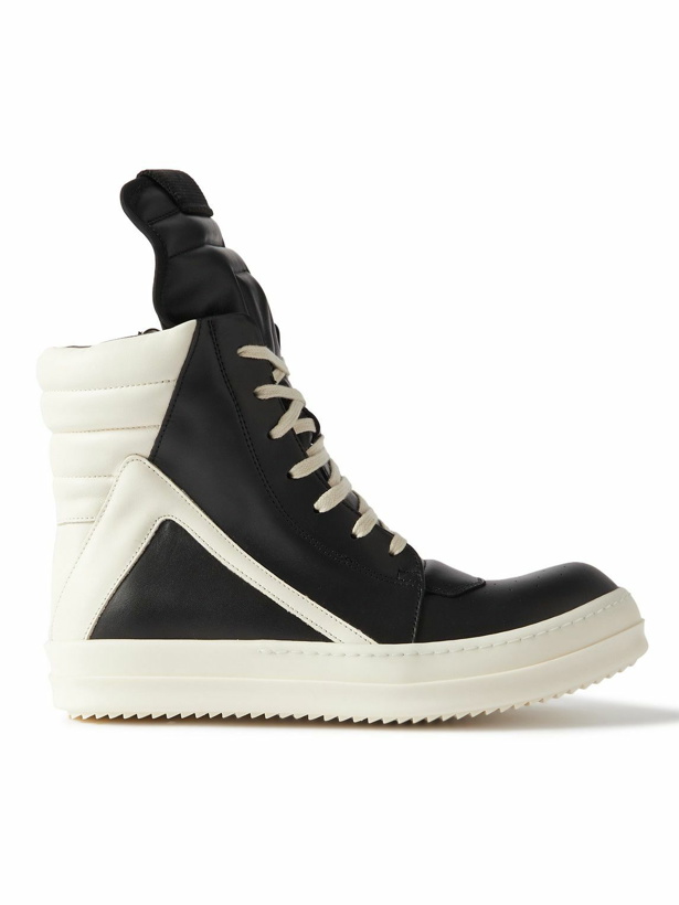 Photo: Rick Owens - Geobasket Two-Tone Leather High-Top Sneakers - Black