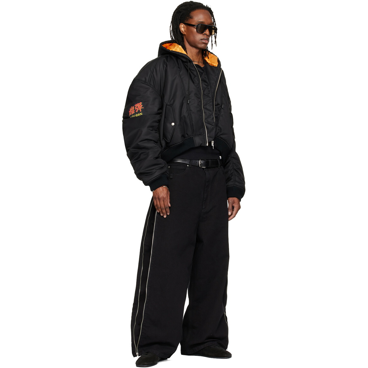 LU'U DAN Black Distorted MA1 Bomber Jacket