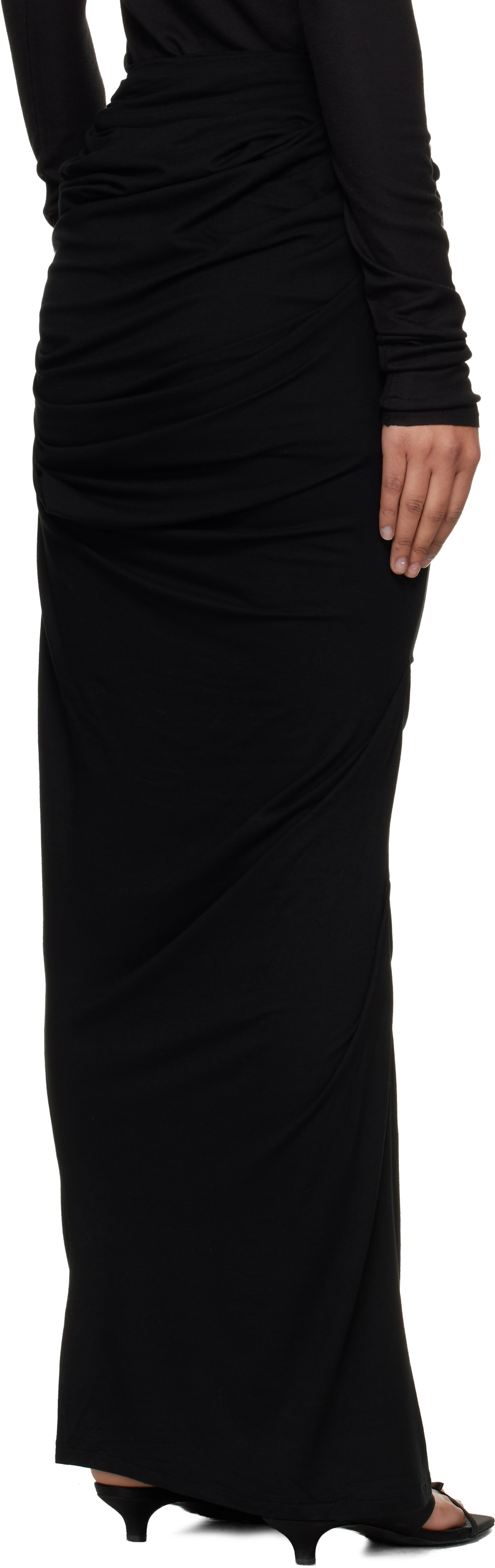 Entire Studios Black Drape Maxi Skirt