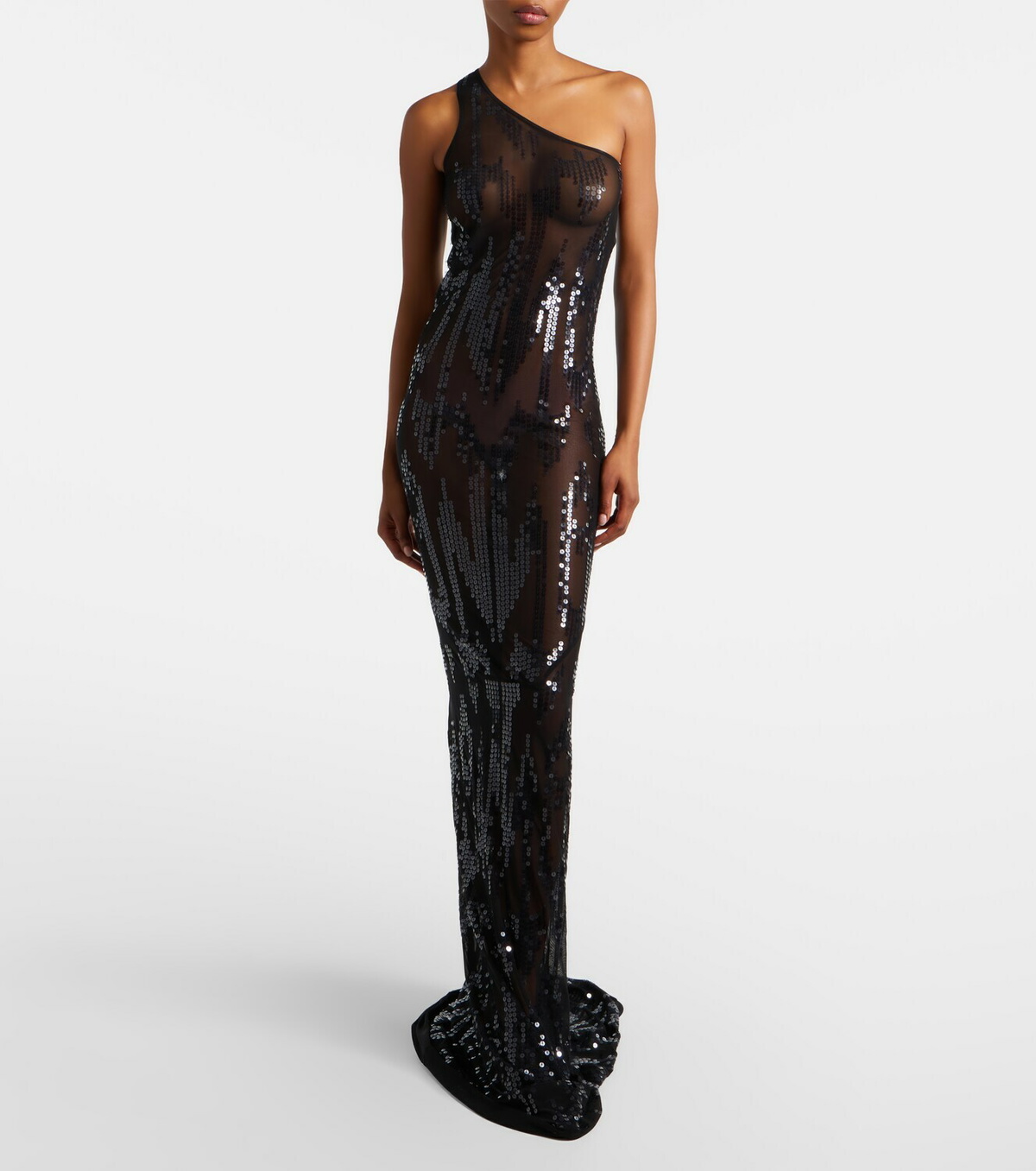 Rick Owens Lilies one-shoulder sequined tulle gown