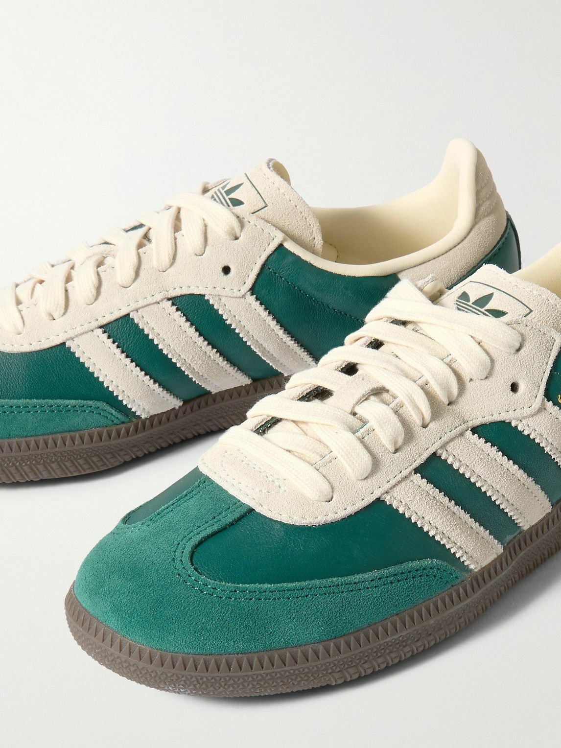 adidas Originals - Samba OG Suede-Trimmed Leather Sneakers - Green adidas  Originals