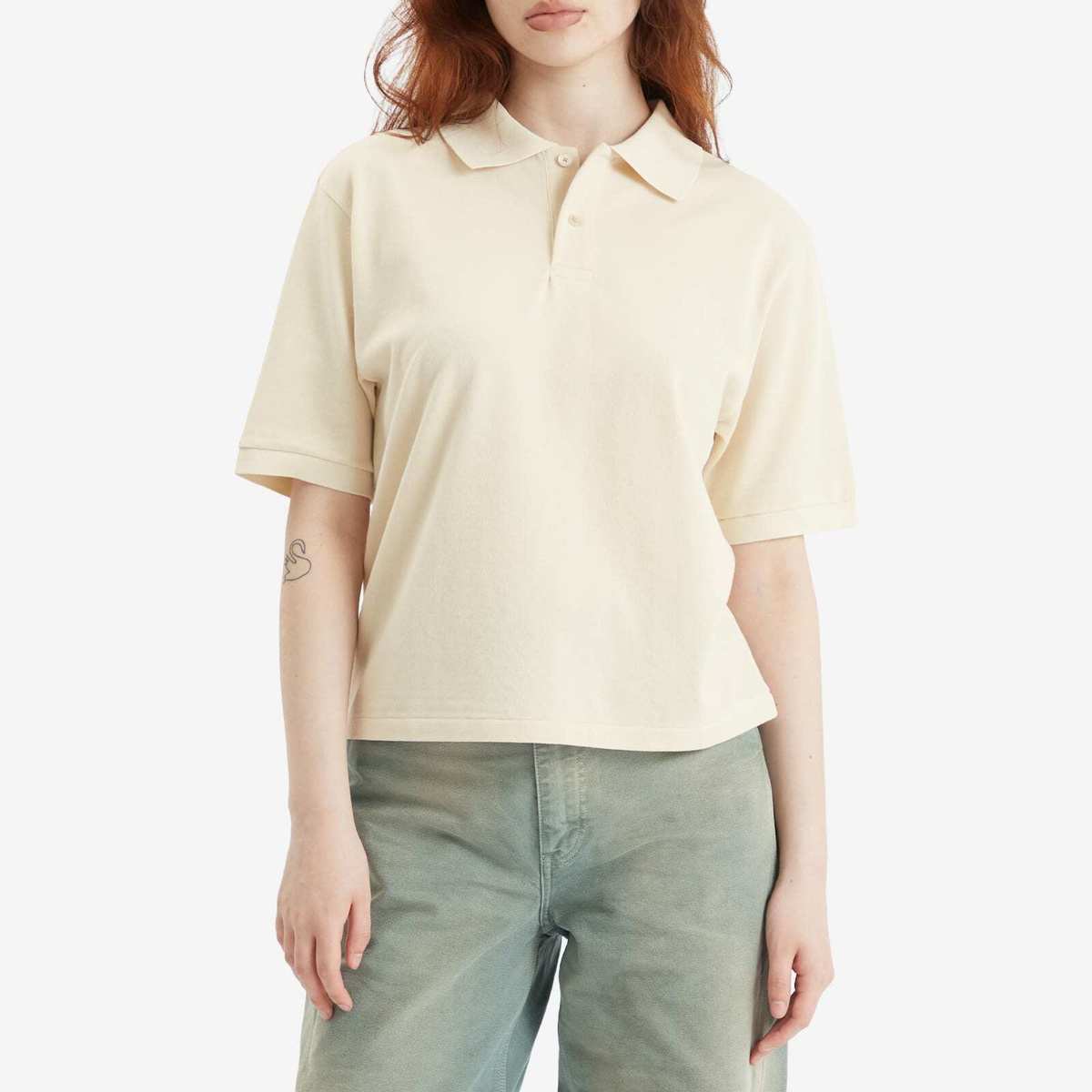 トップス AURALEE HIGH GAUGE PIQUE POLO Auralee Women's High Gauge Pique Polo in Ivory Auralee