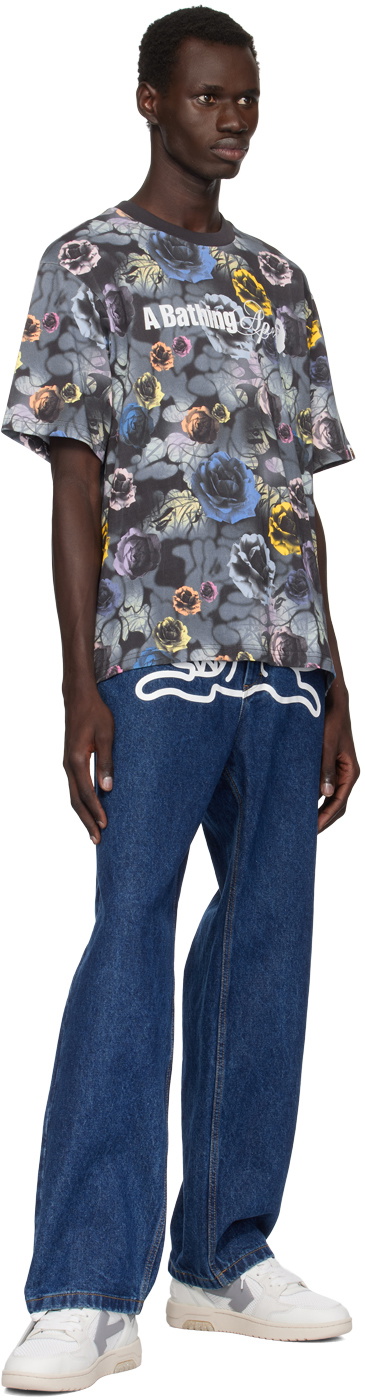 BAPE Black Floral Solid Camo Logo Relaxed Fit T-shirt A Bathing Ape