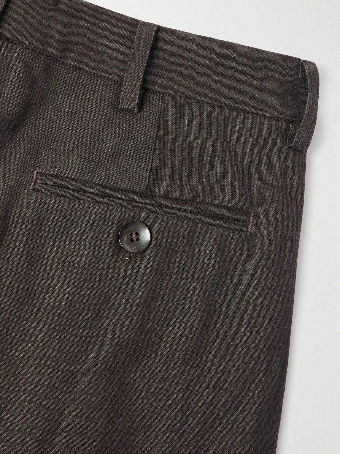 Small Talk - Straight-Leg Pleated Cotton-Canvas Suit Trousers - Brown
