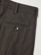Small Talk - Straight-Leg Pleated Cotton-Canvas Suit Trousers - Brown