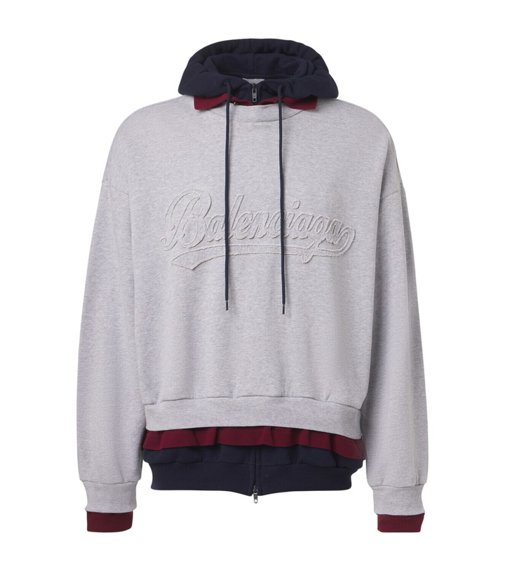 Photo: Balenciaga Logo layered cotton jersey hoodie
