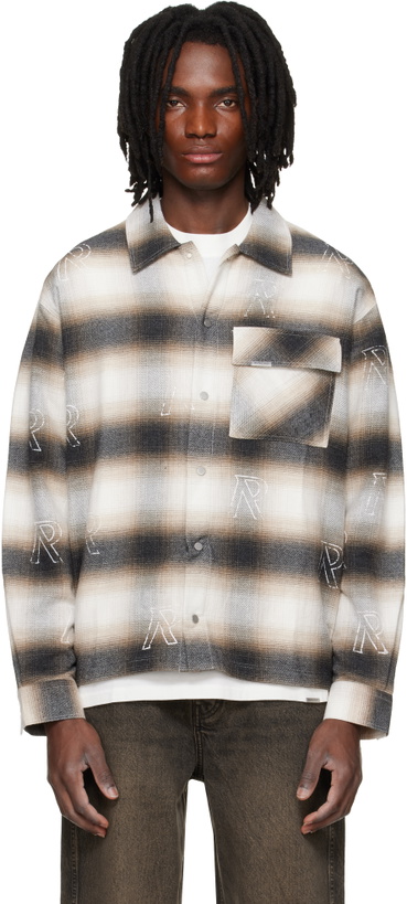 Photo: Represent White & Brown All Over Initial Flannel Shirt