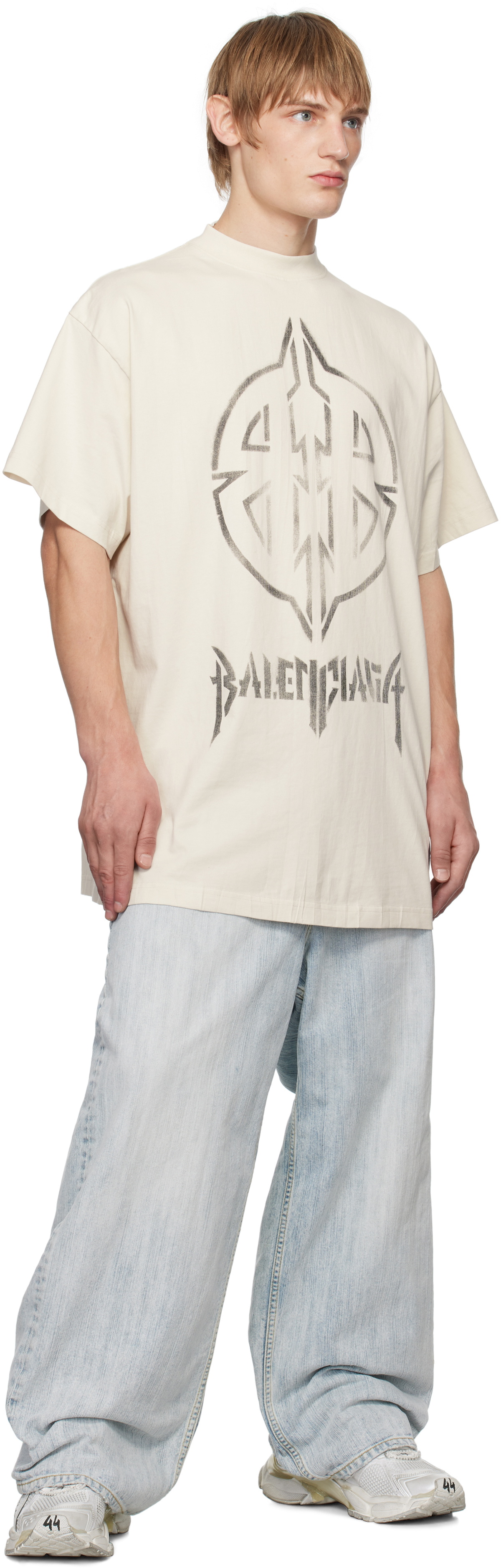 Balenciaga Off-White Metal BB Stencil T-shirt Balenciaga