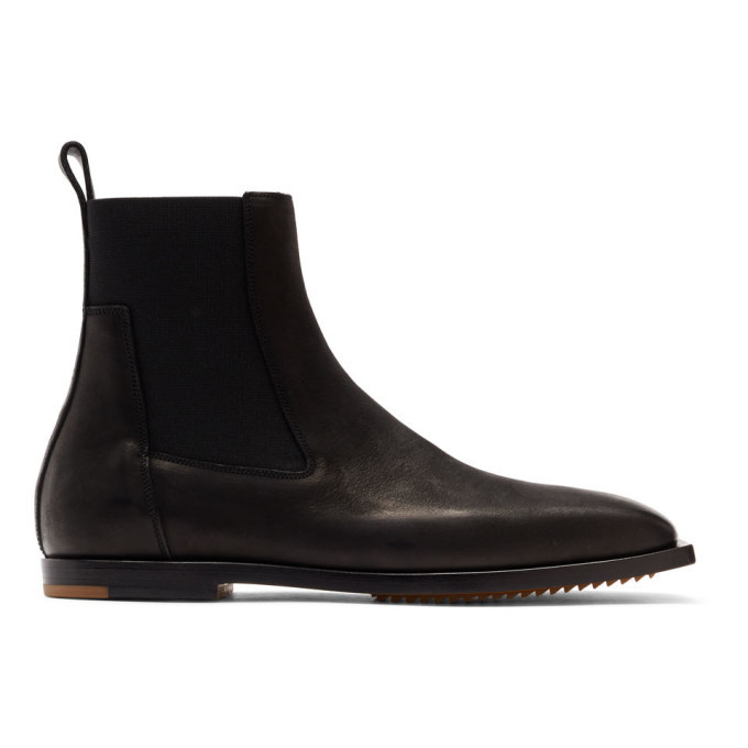 Rick Owens Black Flat Square Toe Chelsea Boots Rick Owens