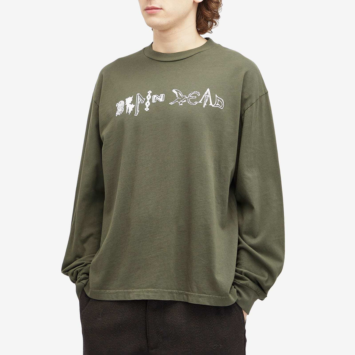 Brain Dead Men's Earth Wisdom Long Sleeve T-Shirt in Dark Green