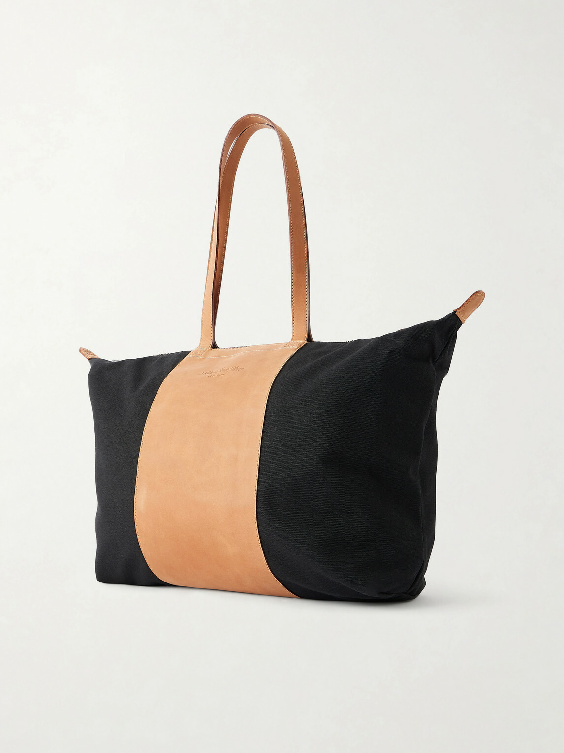 Aimé Leon Dore - Logo-Embossed Leather-Trimmed Canvas Tote - Black