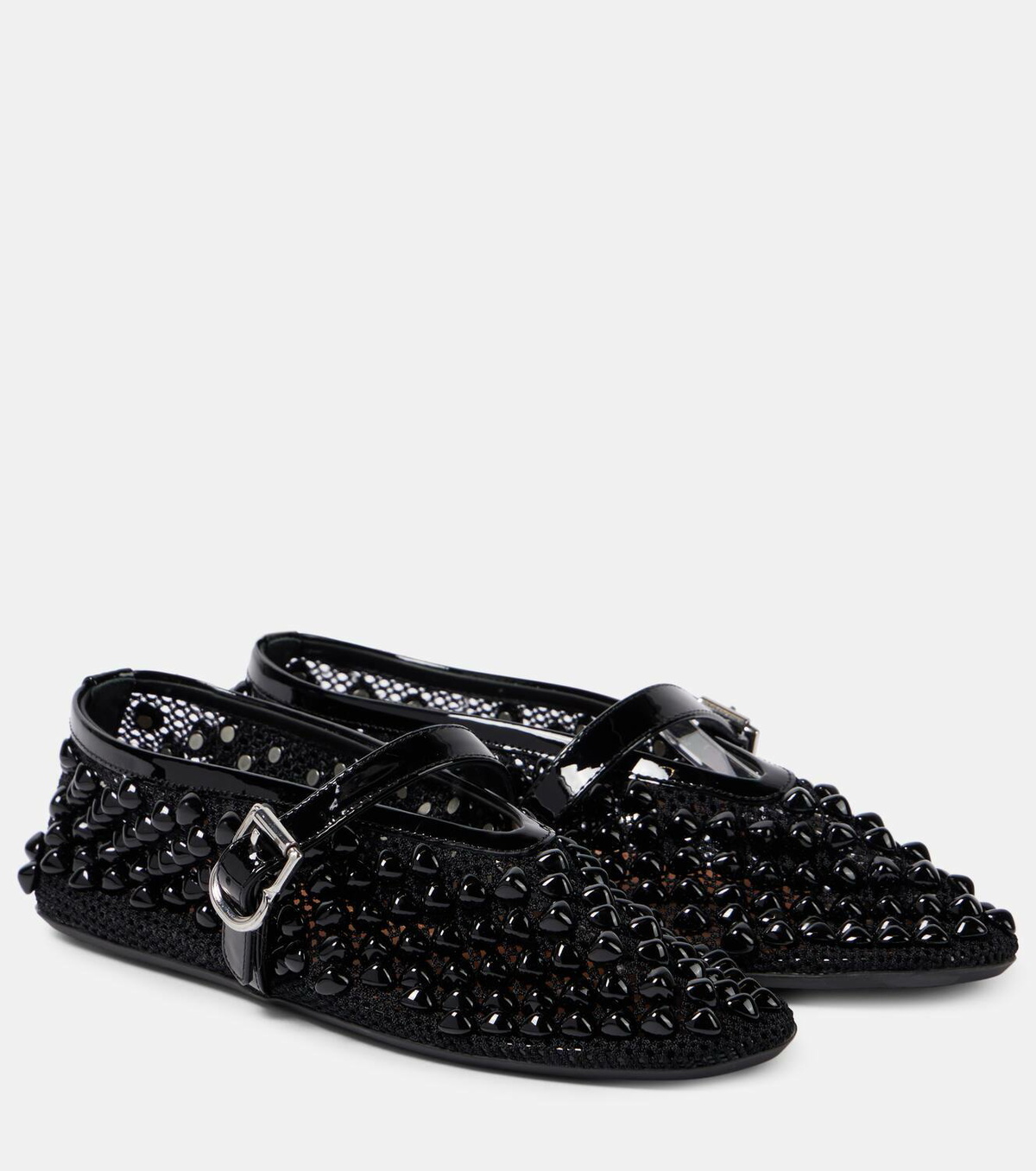 Alaïa Studded mesh Mary Jane flats ALAÏA