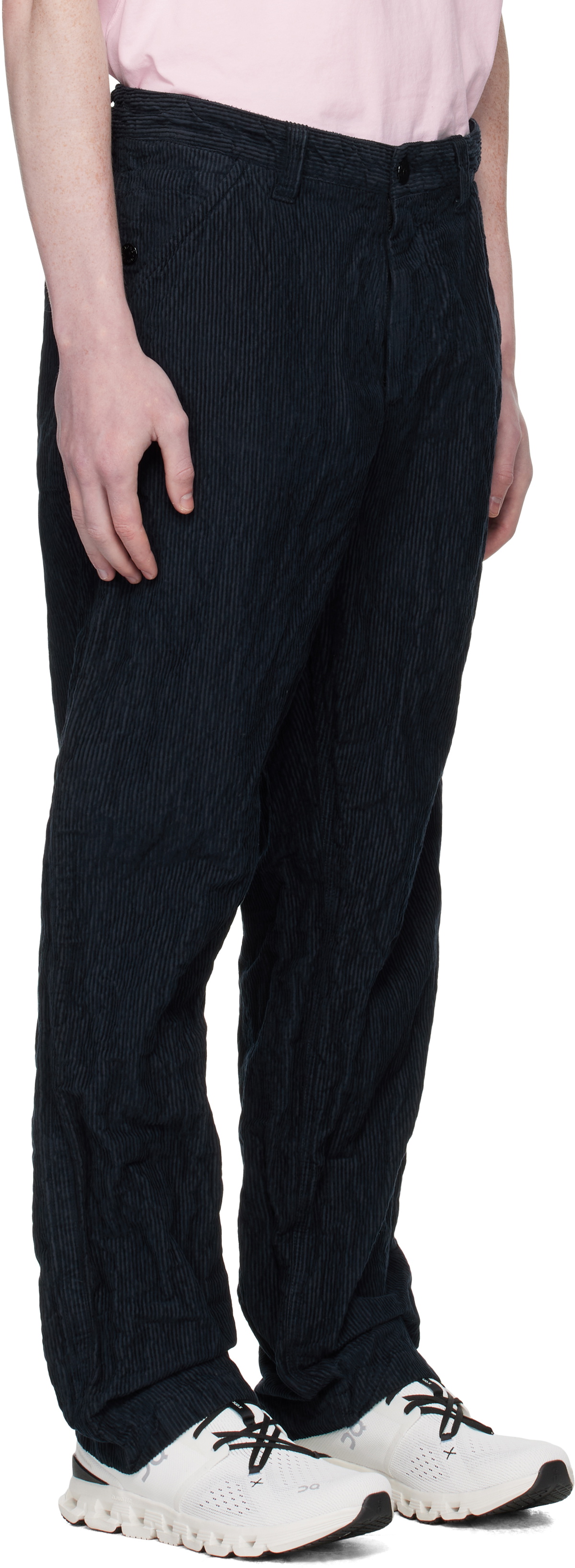 Stone Island Navy 3100026 Wrinkled Corduroy 500-TC Trousers Stone