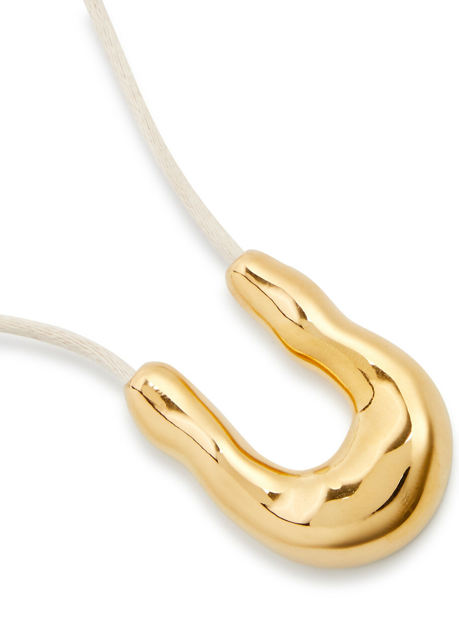 Agmes Wishbone Satin-cord Necklace - Gold - One Size