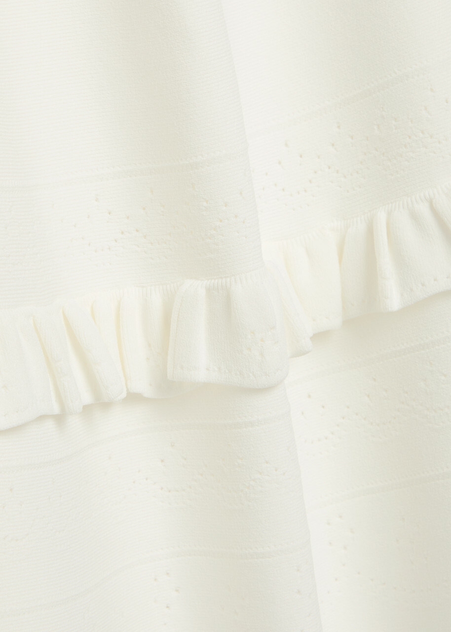 Needle & Thread Pointelle Stretch-knit Midi Skirt Cream