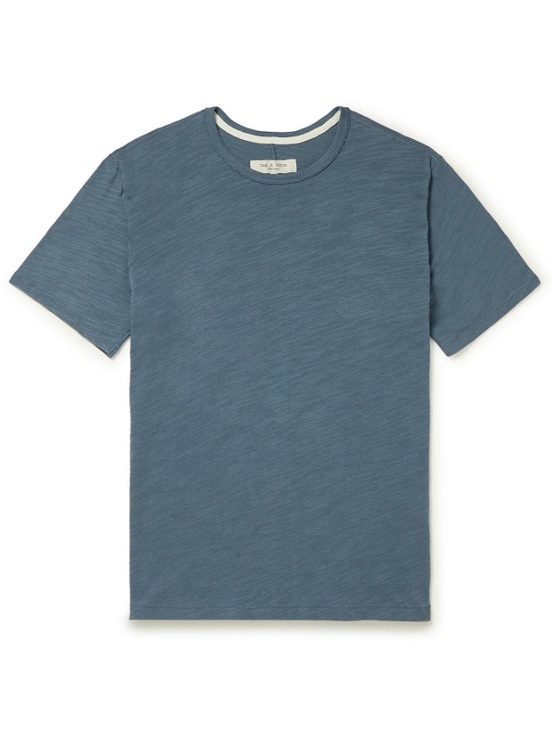 Photo: RAG & BONE - Classic Flame Slub Organic Cotton-Jersey T-Shirt - Blue